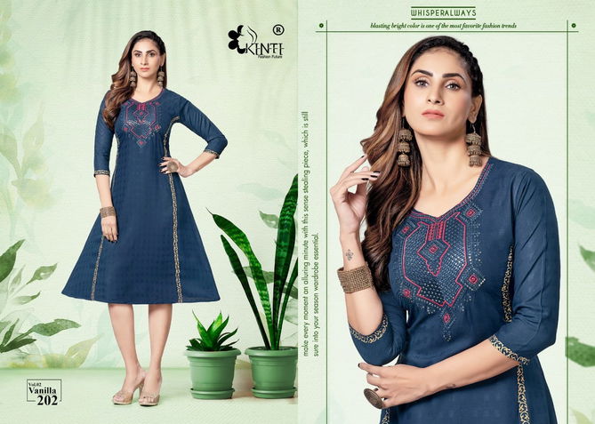 Vanilla Vol 2 By Kinti 201-206 Embroidery Kurtis Catalog